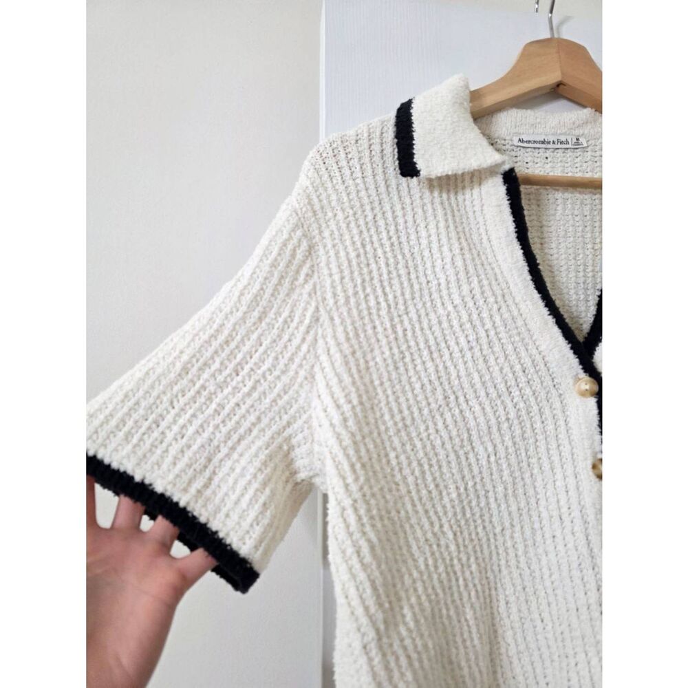 Abercrombie and fitch Short Sleeve Crochet-style Polo Cardigan M NWT - Picture 5 of 11